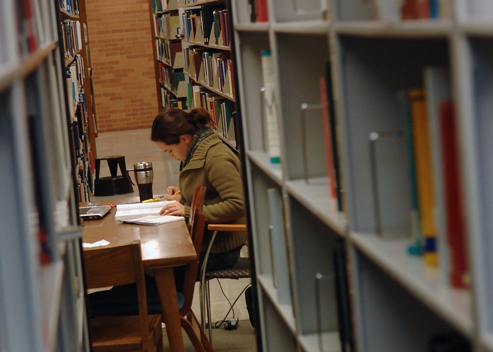 Student Studying in the Library